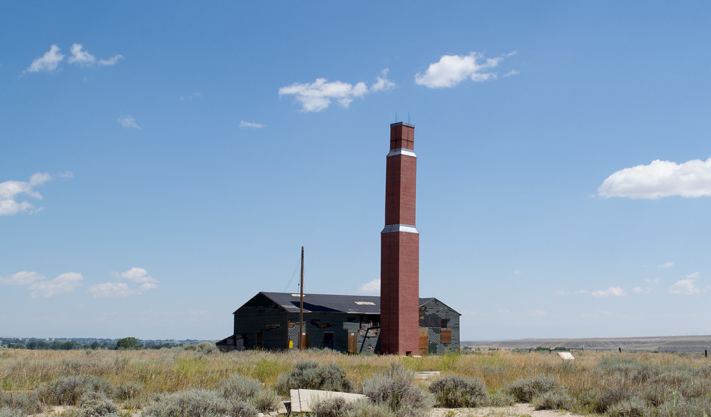 photograph of the hospital building at the Heart Mountain Relocation Center in Wyoming